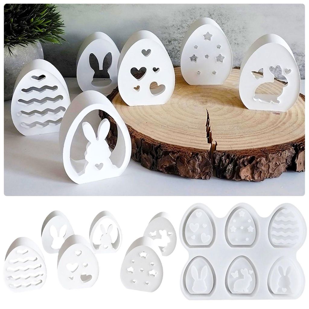 Mini-Silikonformen für Ostereier, Osterhasen und andere Osterfiguren; Silikonform für selbstgemachte Kerzenhalter und kleine Lichterketten.