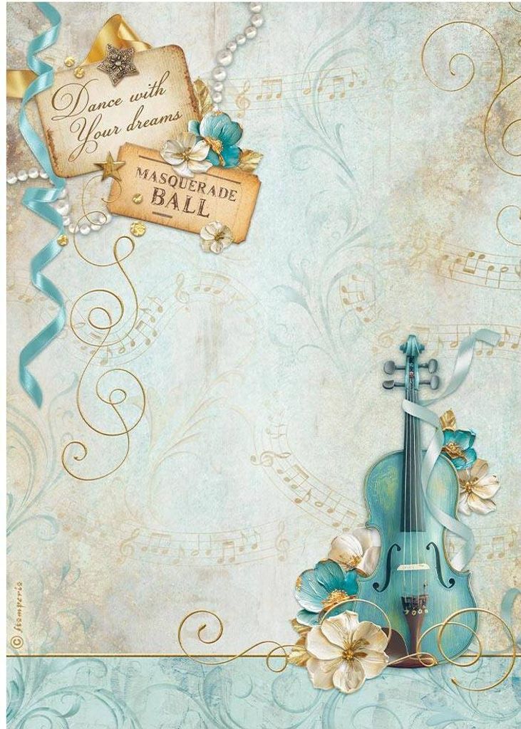 Reispapier Decoupage Bastelpapier A4 - Stamperia - Masquerade Geige
