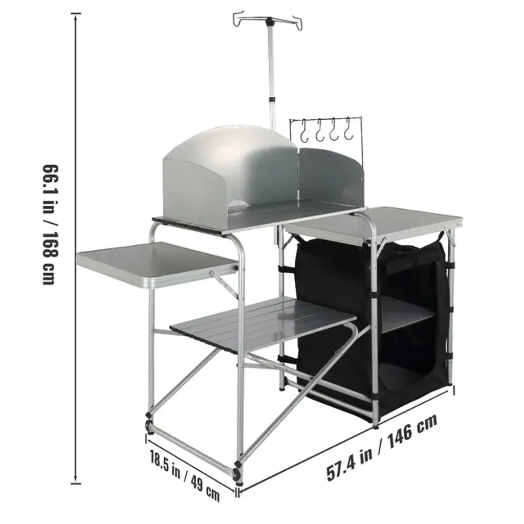 Table de cuisson pour camping pliable en aluminium et rangement - 2