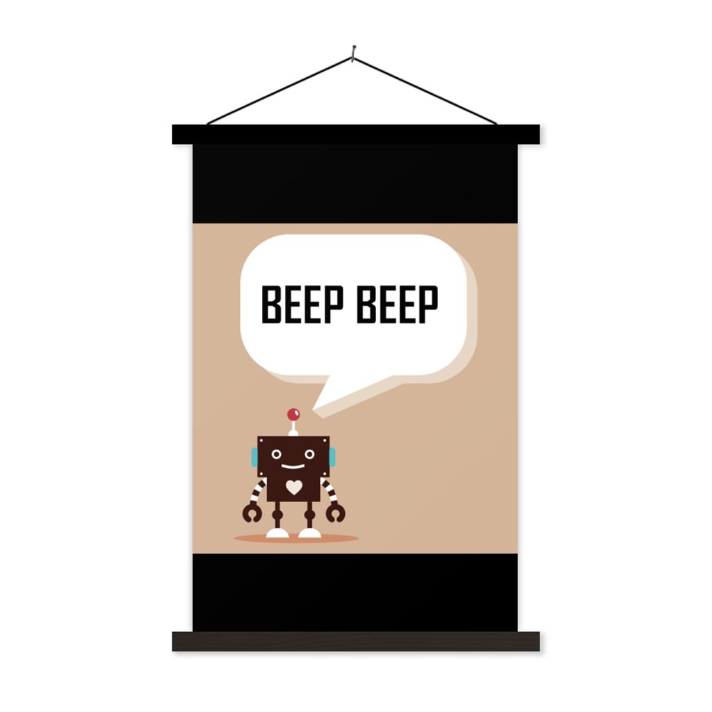 MuchoWow Textilposter Sprichwörter - Zitate - Piep piep - Roboter - Herz - Kinder - Jungen 60x90 cm mit schwarzem Rahmen - Poster Wohnzimmer