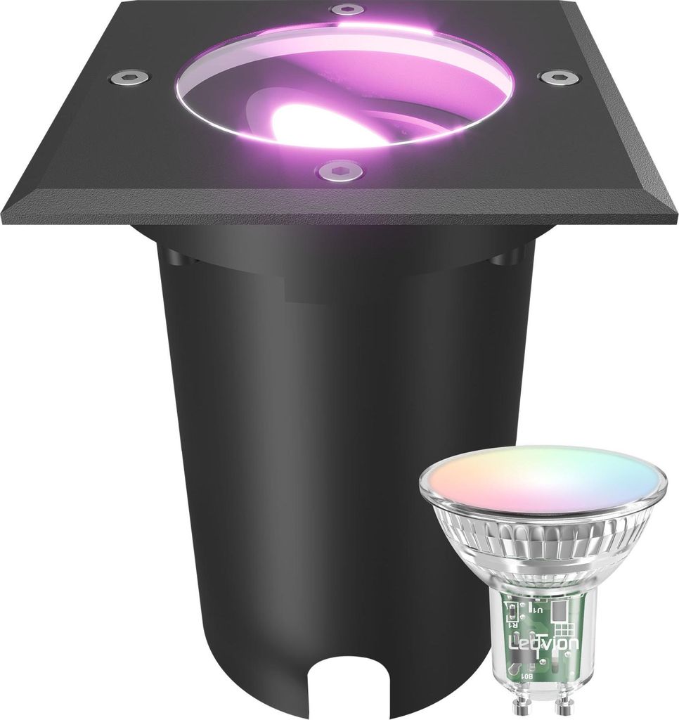 Ledvion - Smart LED Bodeneinbauleuchte, 4,9W, RGB+CCT, IP67, 1m Kabel, kippbar, Außenbeleuchtung