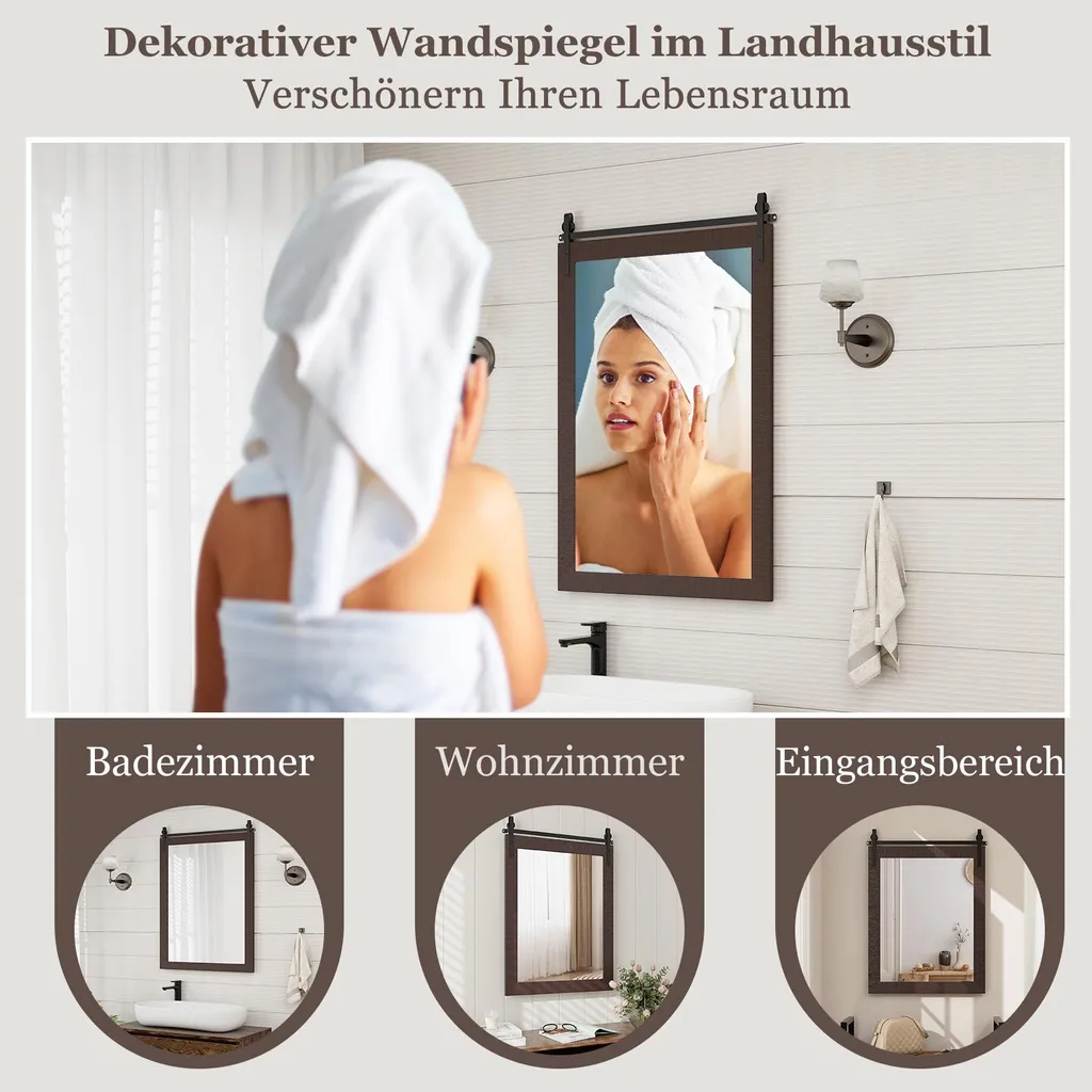 Miroir mural robuste bois 76,5x56 cm : Solution incassable et durable - 4