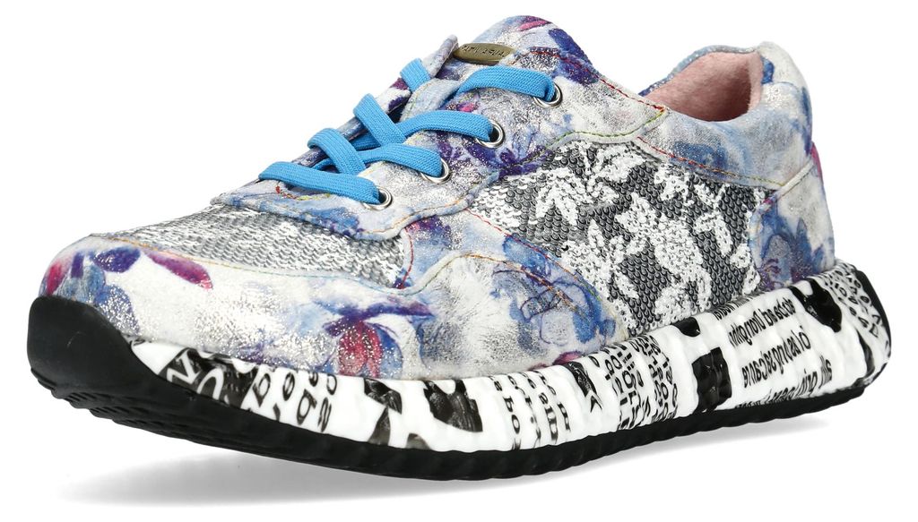 Laura Vita Damen Sneaker mehrfarbiger Plateau Sneaker Burton 05, Größe:41 EU, Farbe:Blau