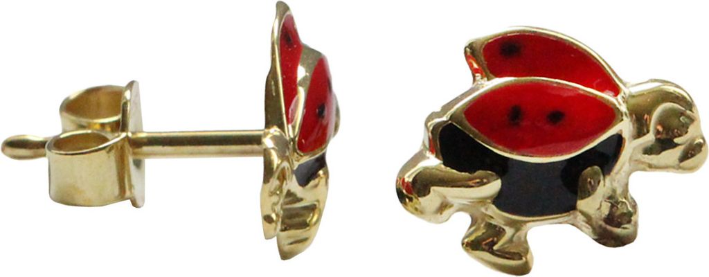 Ohrstecker 375 Gelbgold 9kt mit fliegenden Marienkäfer