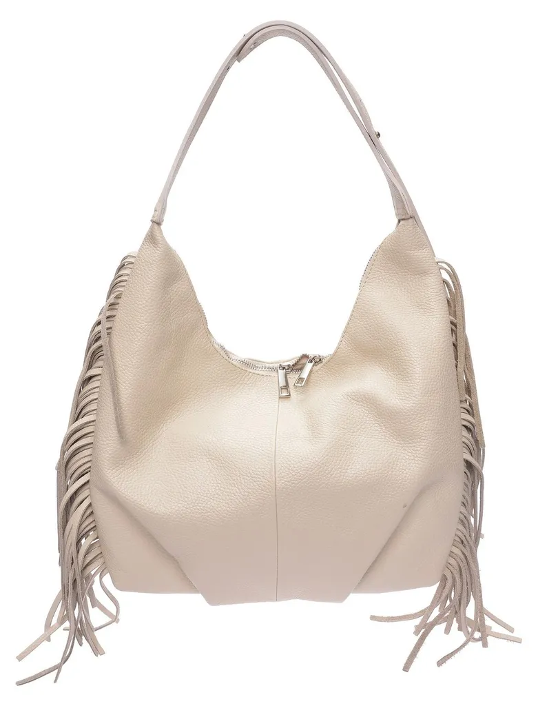 Sac beige en cuir véritable Isabella Rhea SS26 finitions dorées