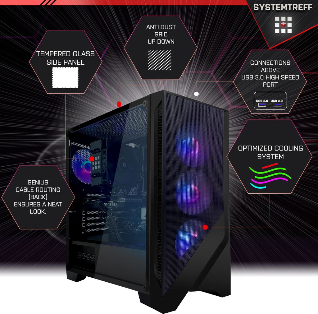 SYSTEMTREFF Gaming Komplett Set - AMD Ryzen 5 5500GT - AMD Produktbild 3