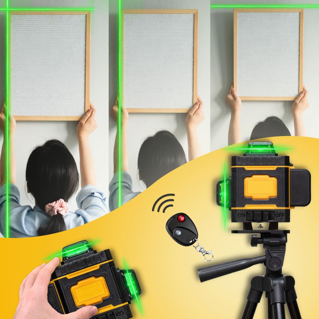 Hikey 4D laserová vodováha s 16 čiarami, 2x batéria, Obrázok produktu 6