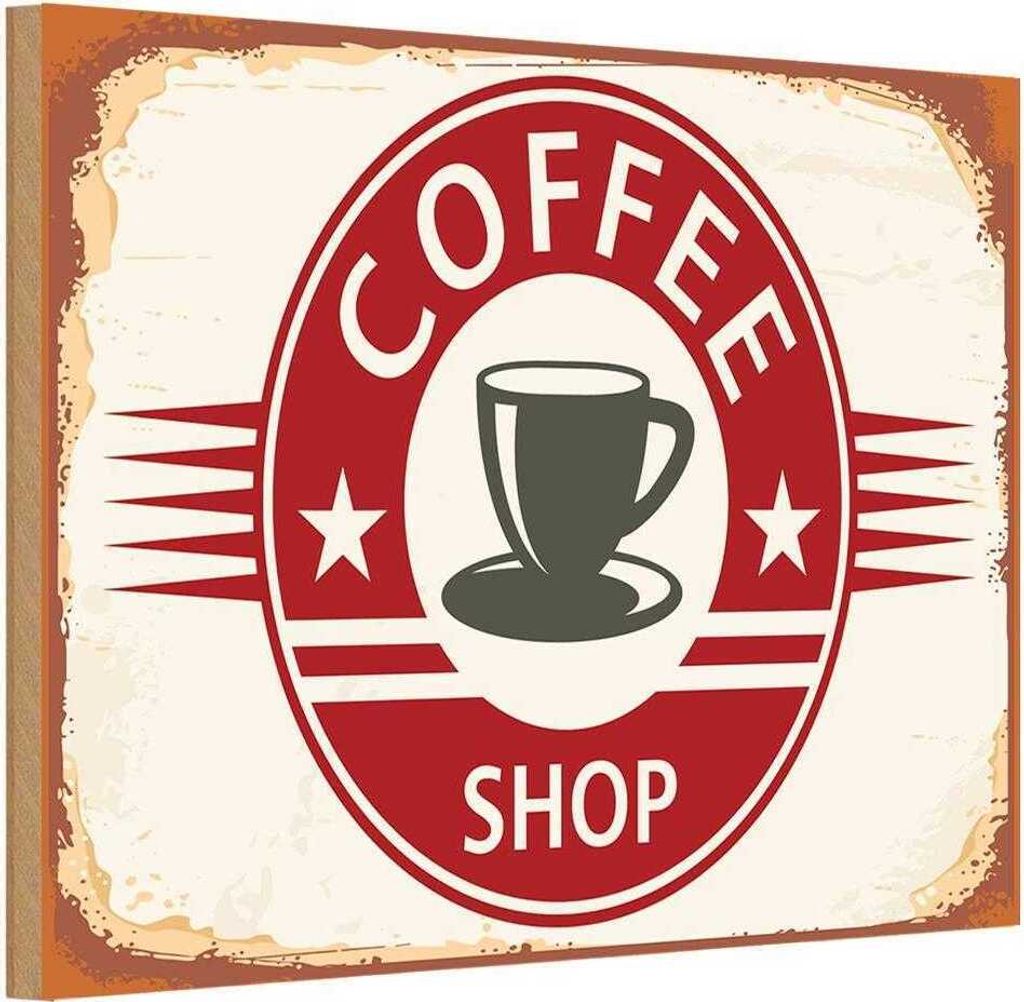vianmo Holzschild 12x18 cm Coffee Shop Kaffee Tasse Essen Trinken