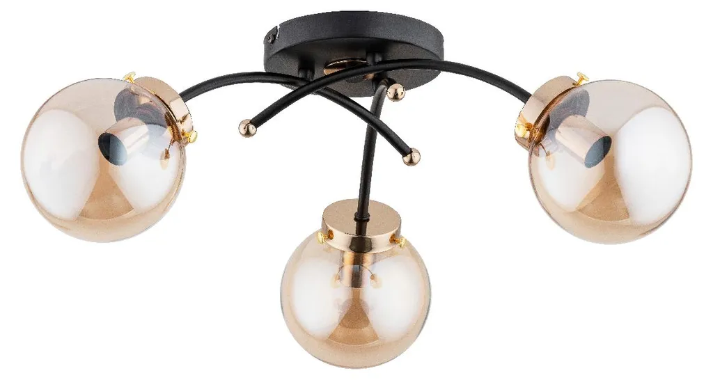 Plafonnier NATELLA noir et ambre 3xE14 Alfa - Luminaire 22x52x52 cm