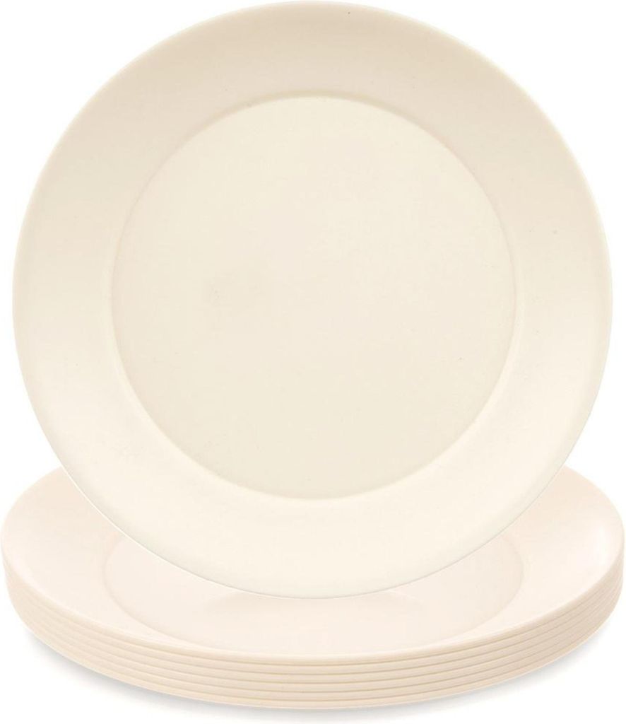 Orion | Flacher Essteller - Tafelservice - 6er Set - Kunststoff - Rund - Beige - 23,5 cm - Spülmaschinenfest - SANDY