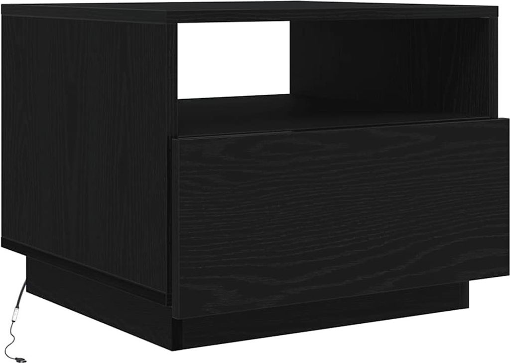Couchtisch mit LED-Leuchten Schwarz Eichen-Optik 50x49x40 cm