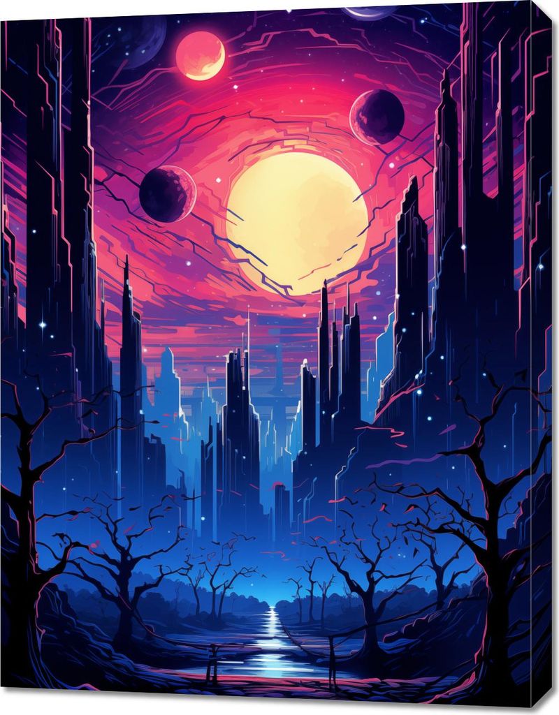 Bild 70x90cm Sternenstadt