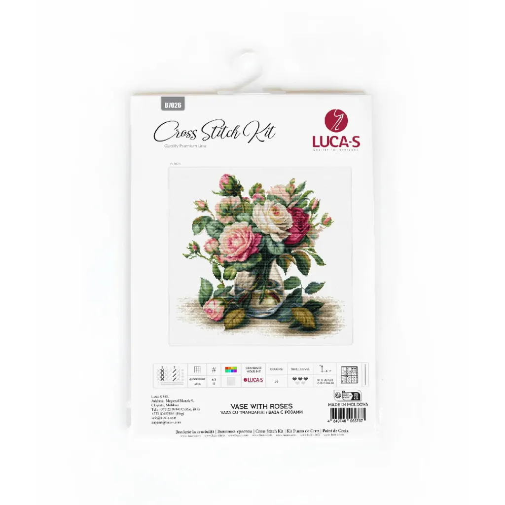 Tableau Broderie Point de Croix Roses pour Décoration Maison 31x30cm - 2