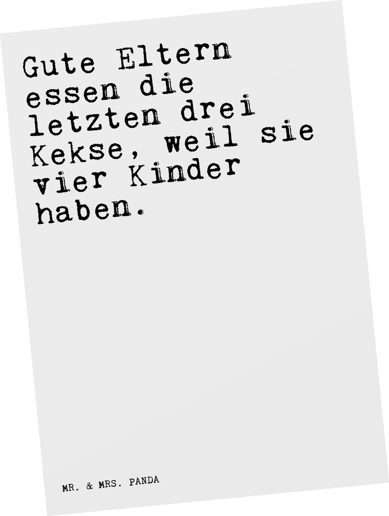 Mr. & Mrs. Panda Postkarte Gute Eltern essen die... - Weiß - Geschenk, Muttertag, Kekse, Vatertag, Postkarten, Grußkarte, Ansichtskarten, Sprüch...