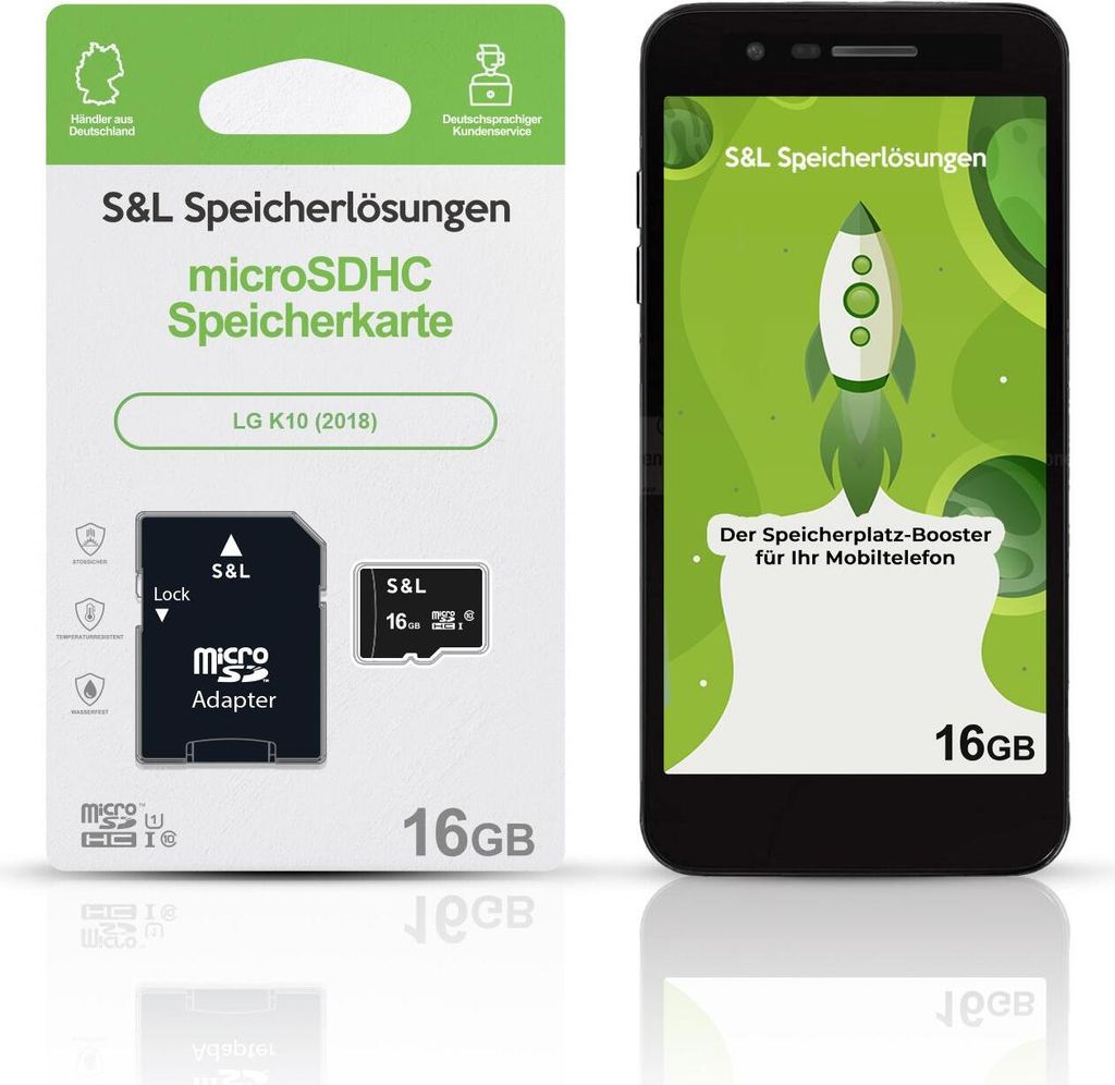 microSD Speicherkarte S&L für LG K10 (2018) - Speicherkapazität: 16 GB