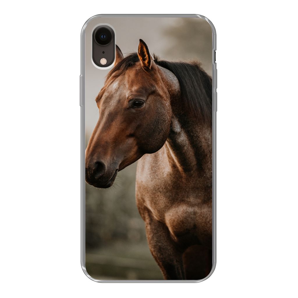 MuchoWow Handyhülle Schutzhülle Hülle für iPhone XR Pferd - Licht - Wald Silikon Softcase Handy Hülle - Schutzdeckel
