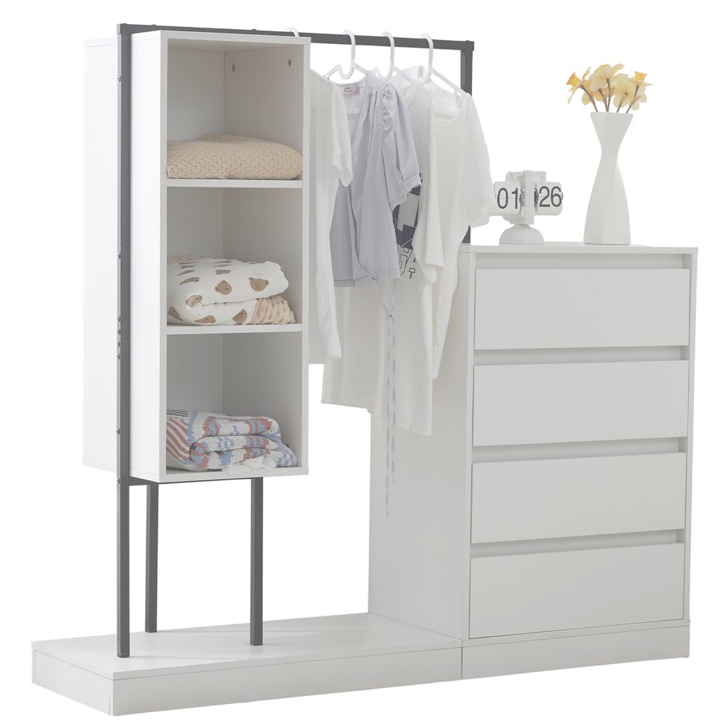 Garderoben-Set mit Schubladen, offenen Fächern und Produktbild 