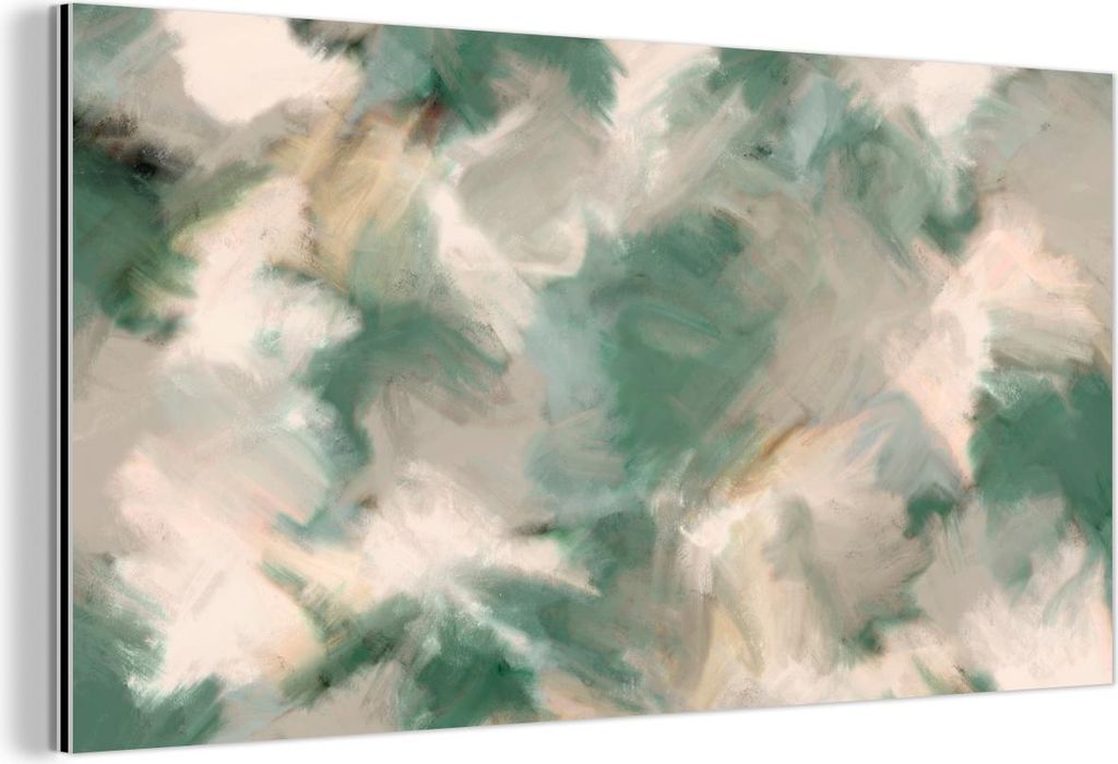 MuchoWow Wanddekoration Metall Metallbild Wandkunst 80x40 cm Kunst - Farbe - Grün - Beige - Abstrakt MuchoWow Aluminium Gemälde - Wanddekoration ...