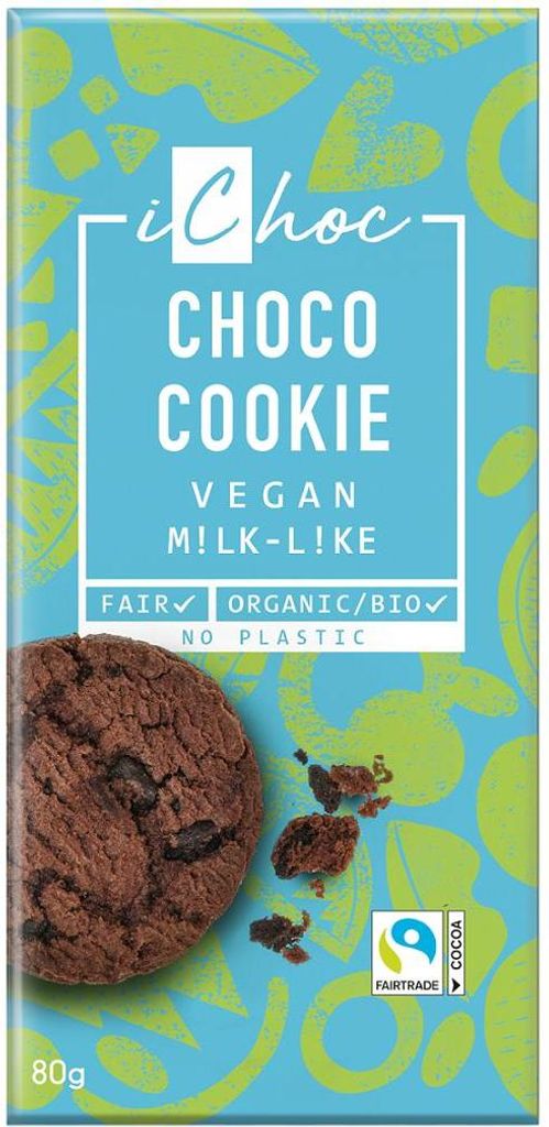 TABLICZKA KAKAOWA Z KAWAŁKAMI CIASTEK KAKAOWYCH FAIR TRADE BIO 80 g - ICHOC (VIVANI)