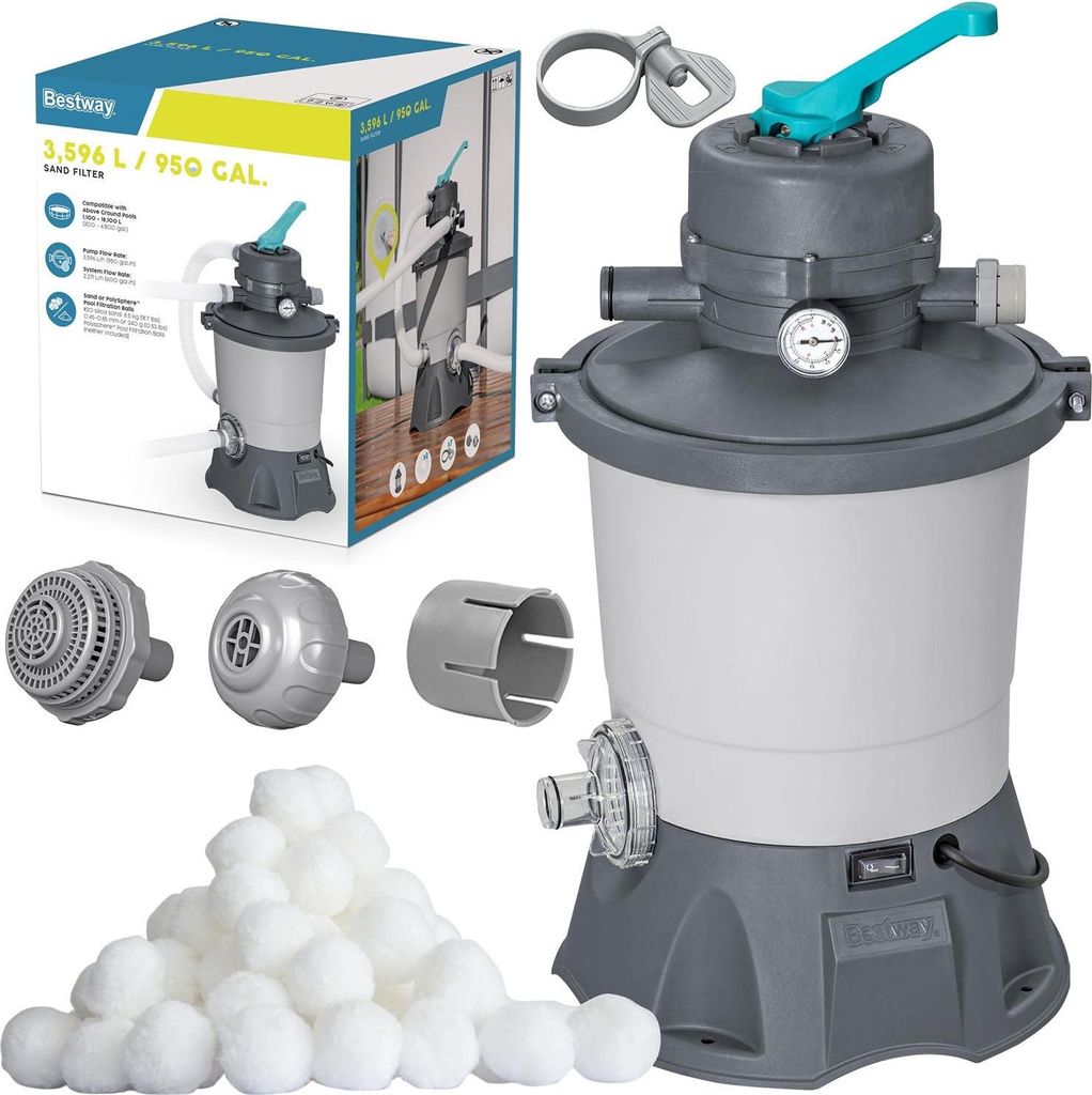 Sandfilterpumpe für Pools, 3596 l/h, inkl. Filterbälle