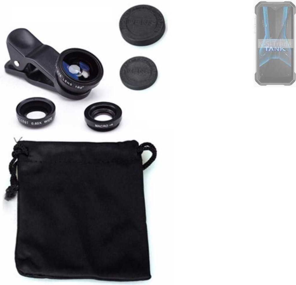 K-S-Trade Smartphone Kamera Linsen Set Kompatibel mit Unihertz 8849 Tank Mini 1 3in1 Clip-On Kamera Adapter Macro Weitwinkel FishEye Fischauge