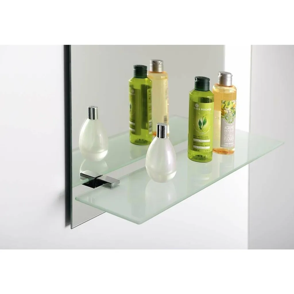 Miroir rectangulaire 50x70cm, tablette intégrée et support mural facile