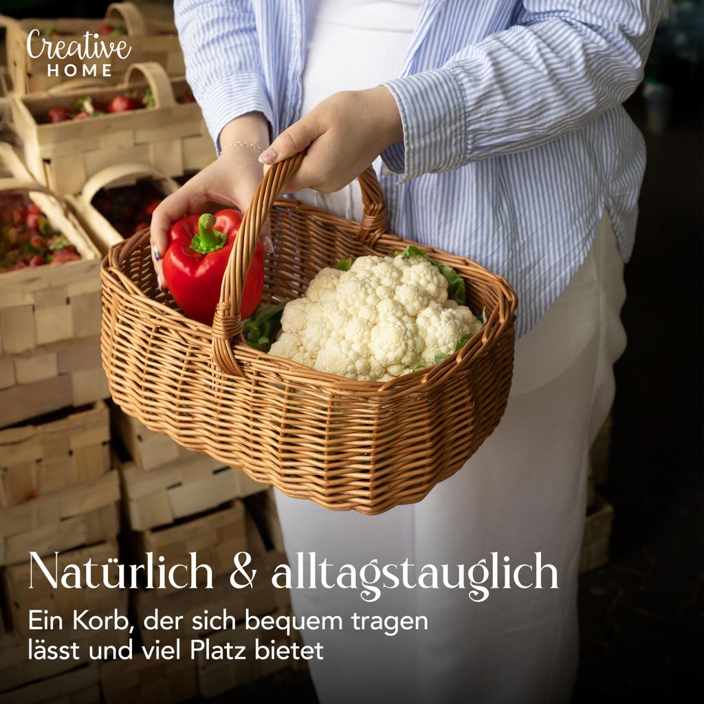 Creative Home Einkaufskorb Weidenkorb mit Henkel