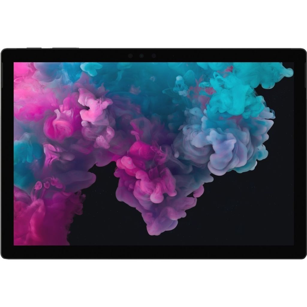 A tablet computer displaying a colorful abstract image on its screen.