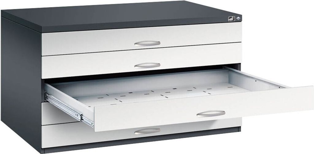 CP 7200 Planschrank schwarzgrau, lichtgrau 5 Schubladen 135,0 x 96,0 x 76,0 cm