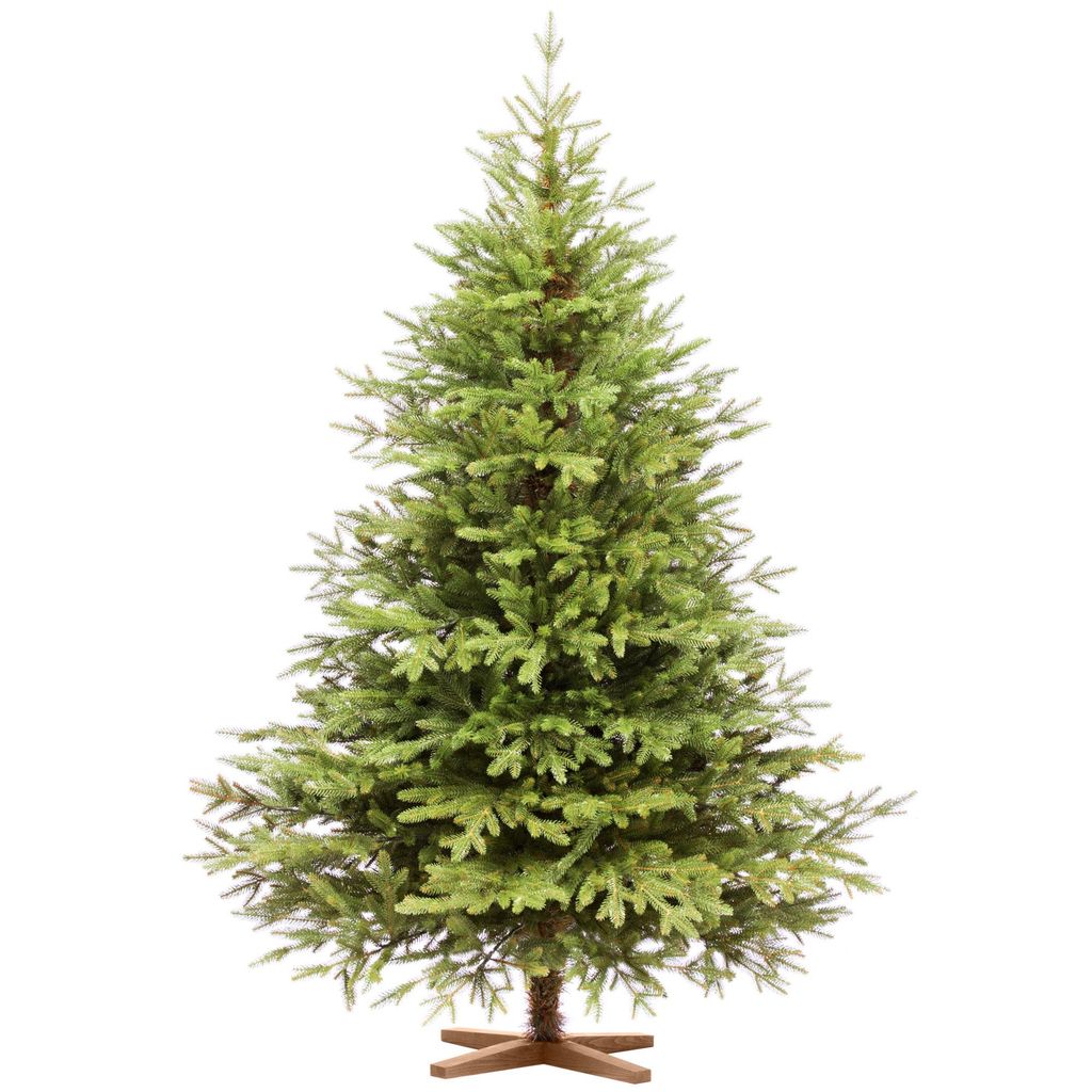 FAIRYTREES Weihnachtsbaum künstlich 180cm Nordmanntanne Exklusiv 100% PE | Tannenbaum Holzständer | EU | Christbaum künstlich mit Naturgetreue S...