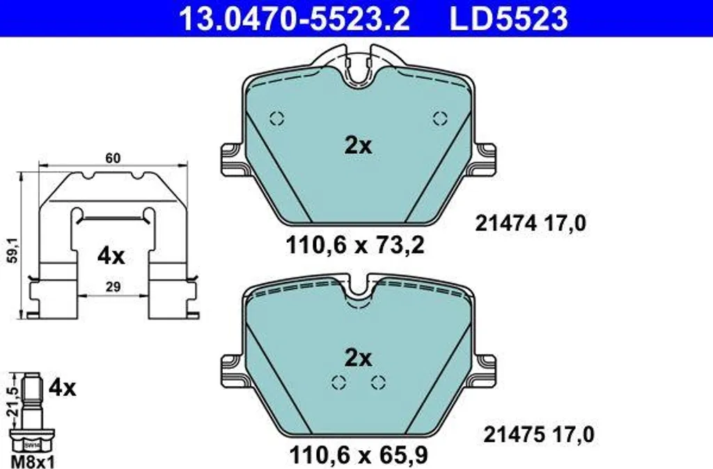 Plaquettes ATE 13.0470-5523.2 haute endurance pour BMW 4er G22 et G23