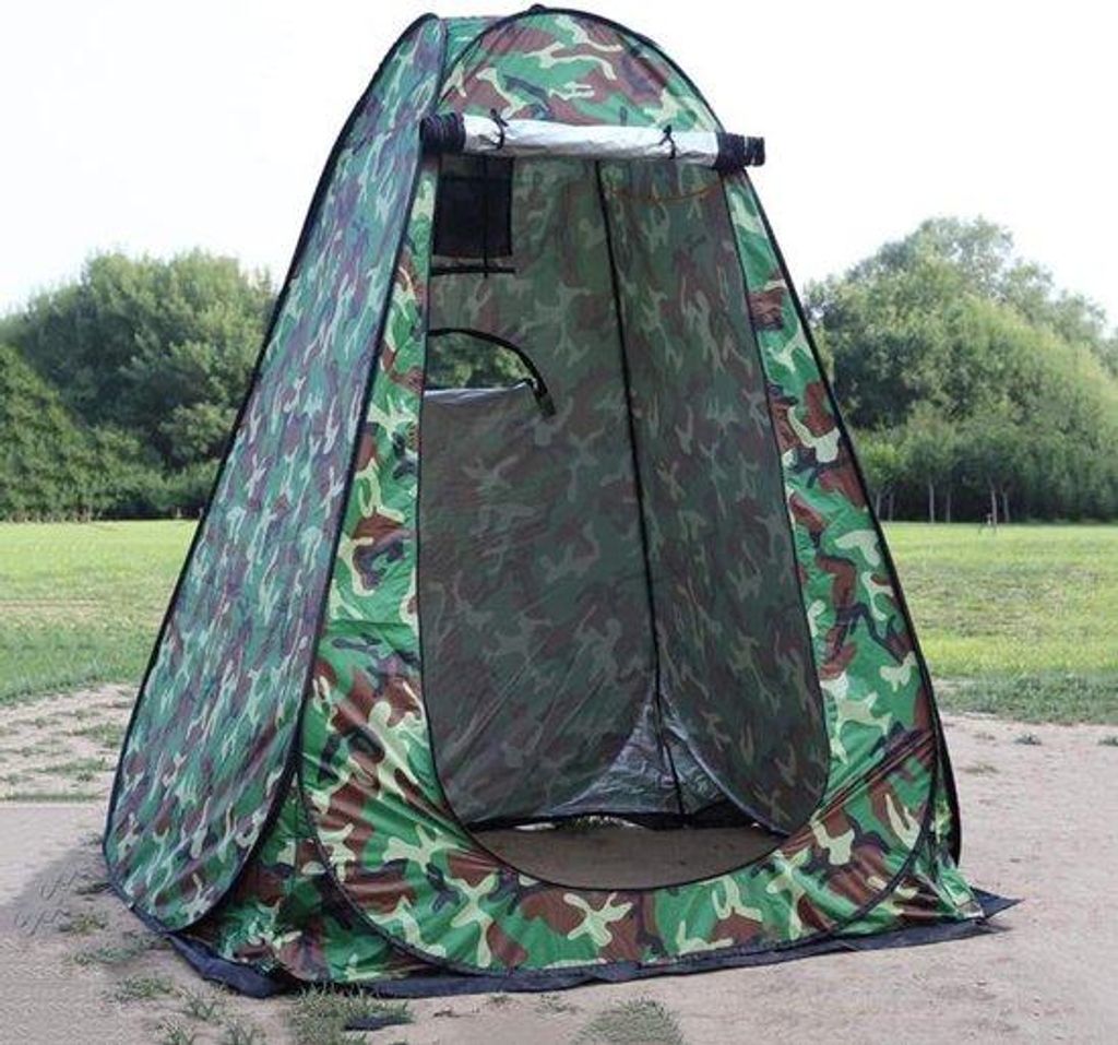 Privatzelt für Campingduschen - mit 3 Seiten Sonnenschutz - 1,5x1,5x1,9m - Tarnfarbenausstattung