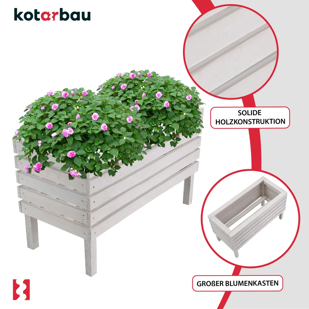 Pot de fleurs en bois surélevé pour jardiner sans mal de dos 64 cm - 5