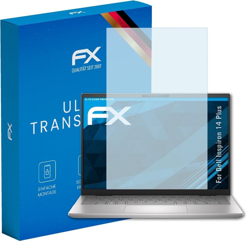 atFoliX FX-Clear 2x Schutzfolie kompatibel mit Dell Inspiron 14 Plus Displayschutzfolie