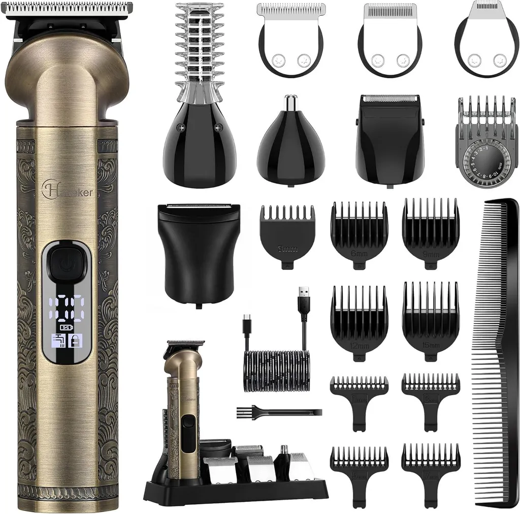 Kit Tagliacapelli Uomo 8 in 1: Rasoio Elettrico e Rifinitore Naso Corpo