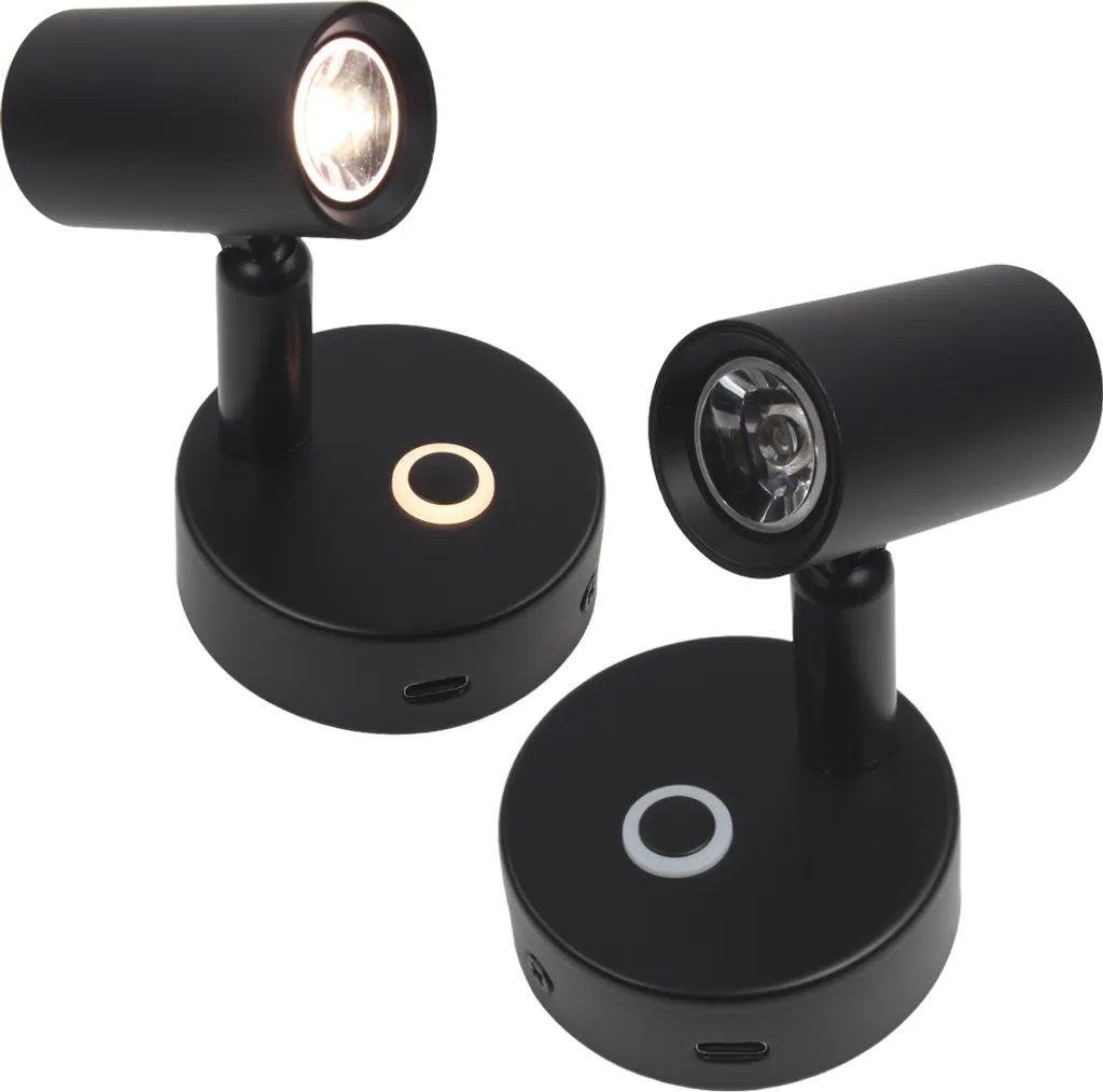 Lampada LED 12V 24V Robusta per Camper Barca USB-C Dimmer - Nero