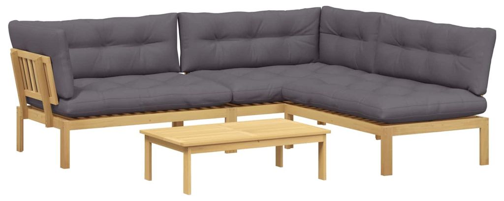 Eleganten-Stil Sofagarnitur - Gartenlounge-Set - Sitzgruppe - Stabiles - 4 Stück Garten Pallet Sofa Einheiten Massivholz Akazie - Gartensofas - M...