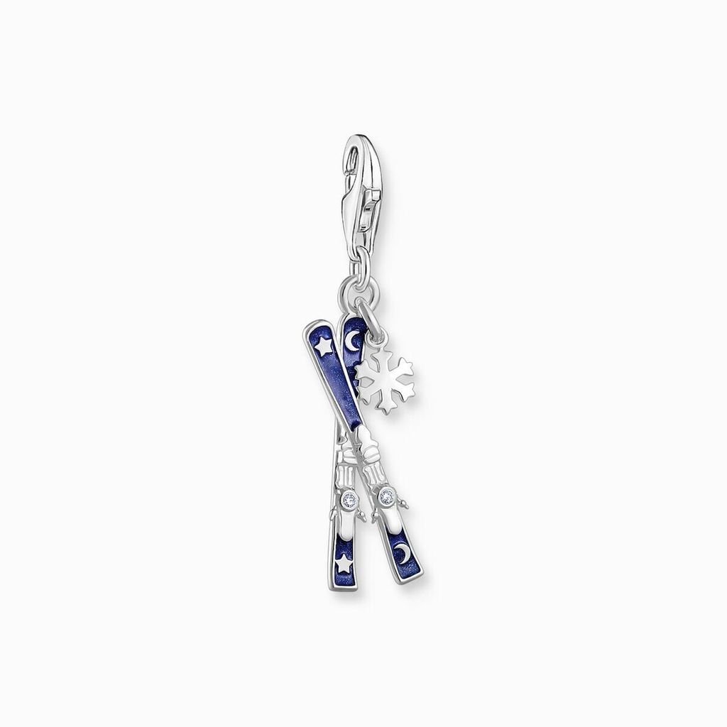 Charm-Anhänger Ski mit Steinbesatz mit dunkelblauer Image du produit 