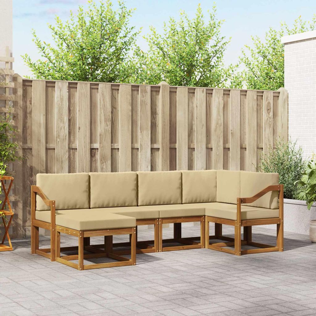 Outdoor-Sofagarnitur - VIDAXL - Terrassen-Sofa - mit Kissen - 6 pcs - Natur und Beige