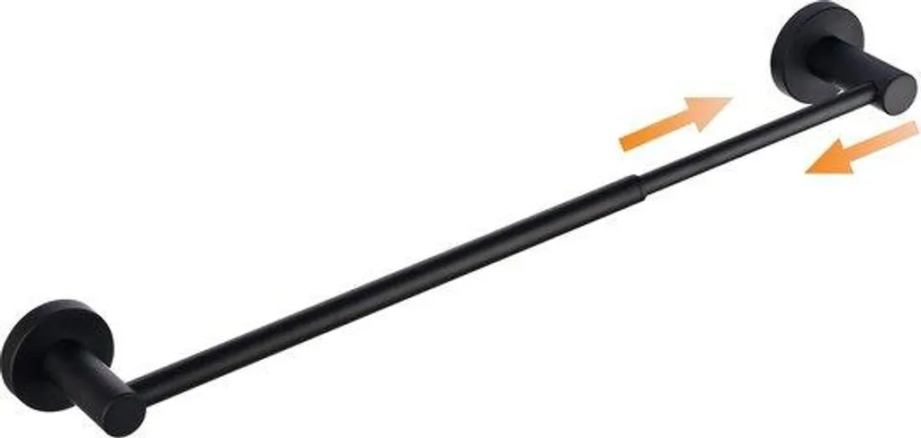 Porte-serviettes mural réglable noir en acier inox, 40-66 cm extensible