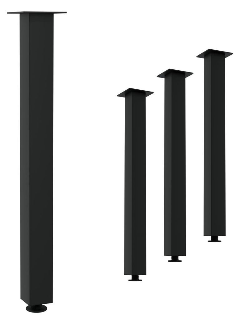 HAGO24 Tischbeine Set 4 Stück Möbelfuß Stahl Schwarz 8x8cm Produktbild 