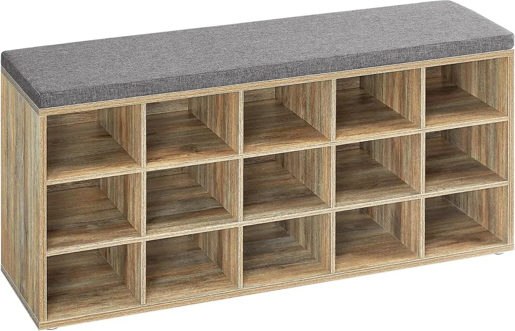 Banc d'Entrée pour Ranger 15 Paires de Chaussures avec Siège Confort