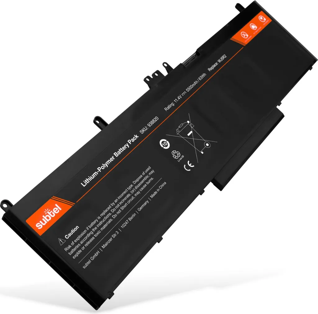 subtel Batteria di ricambio per Dell Latitude E5570 / Precision 3510 5500mAh laptop battery WJ5R2, 4F5YV per pc portatile notebook