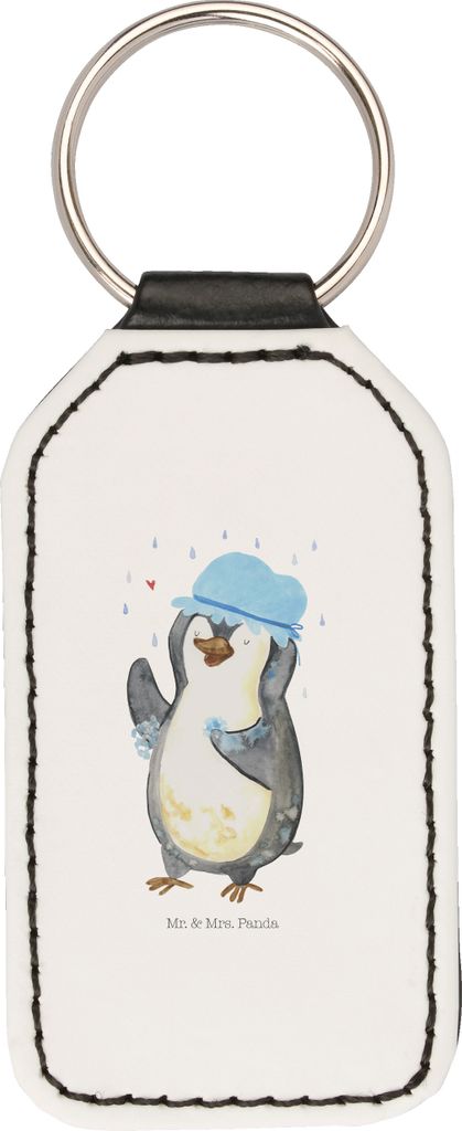Mr. & Mrs. Panda schlüssel anhänger Pinguin Duschen - Weiß - Geschenk, Taschenanhänger, schlüsselanhänger kunstleder, Duschkonzert, Mit Spruc...