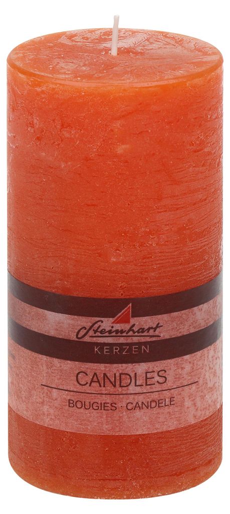 Stumpenkerze "Raureif" Dunkelorange 150/78 mm Produktbild 