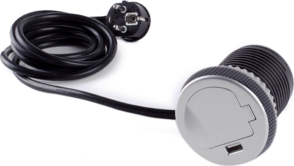 DesignLight SINGLE BOX Steckdose mit USB-Port für die Arbeitsplatte / Schuko /