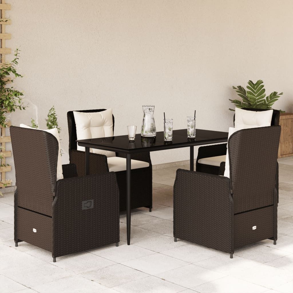 Maison Exclusive - 5-tlg. Garten-Essgruppe mit Kissen Braun Poly Rattan