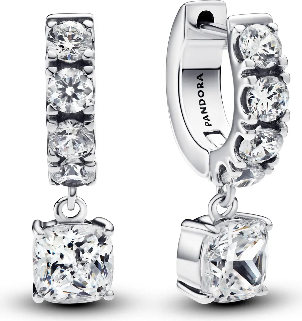 Boucles d'oreilles créoles pavé en argent pour femme Pandora 293547C01