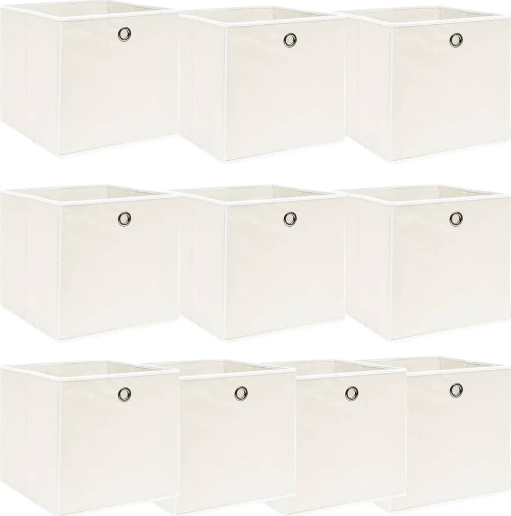 Aufbewahrungsboxen 10 Stk. Weiß 32x32x32 cm Stoff