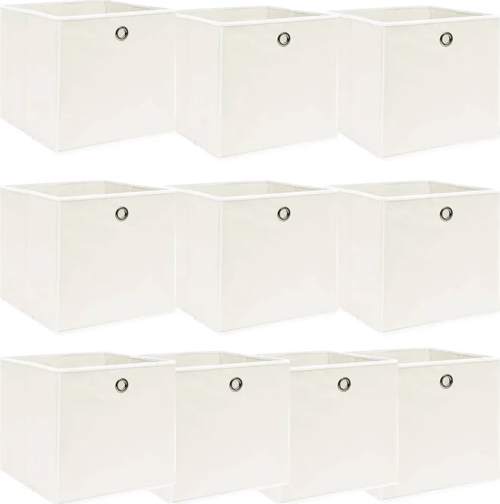Scatole durevoli 10 pz. Bianco 32x32x32 cm Tessuto - Scatole da giardino Octo7587272 1pacco